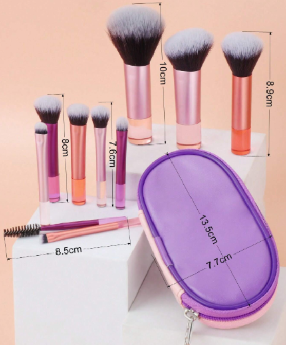 Sheglam 10Pcs Classic Multifunctional Makeup Brush Set sizes