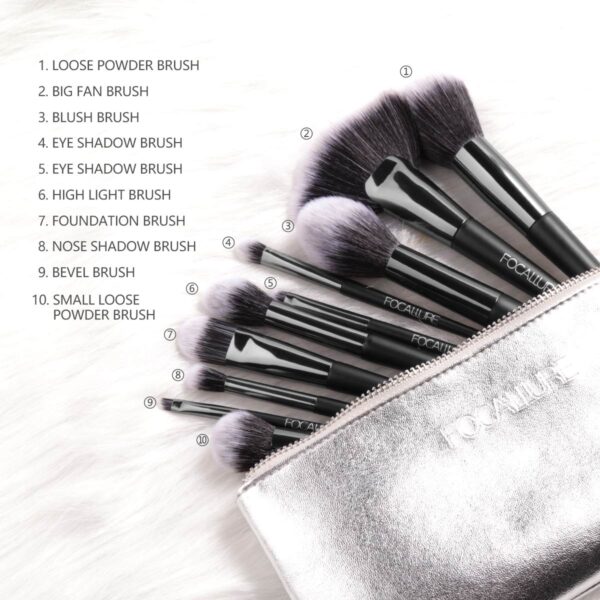 Focallure 10 Pieces Makeup Brushes By Morphe with case