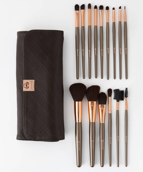 Rose Gold 15 Piece Brush Set by BH Cosmetics Brushes and Pouch