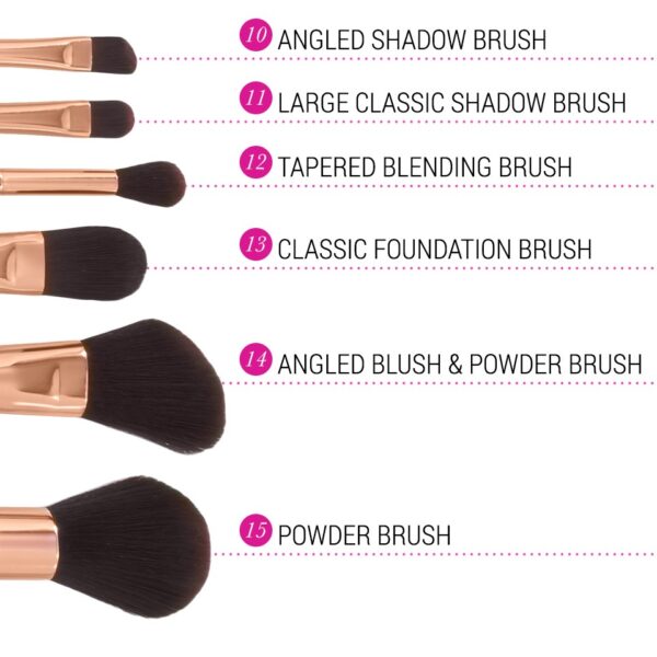 Rose Gold 15 Piece Brush Set by BH Cosmetics Brush Tips